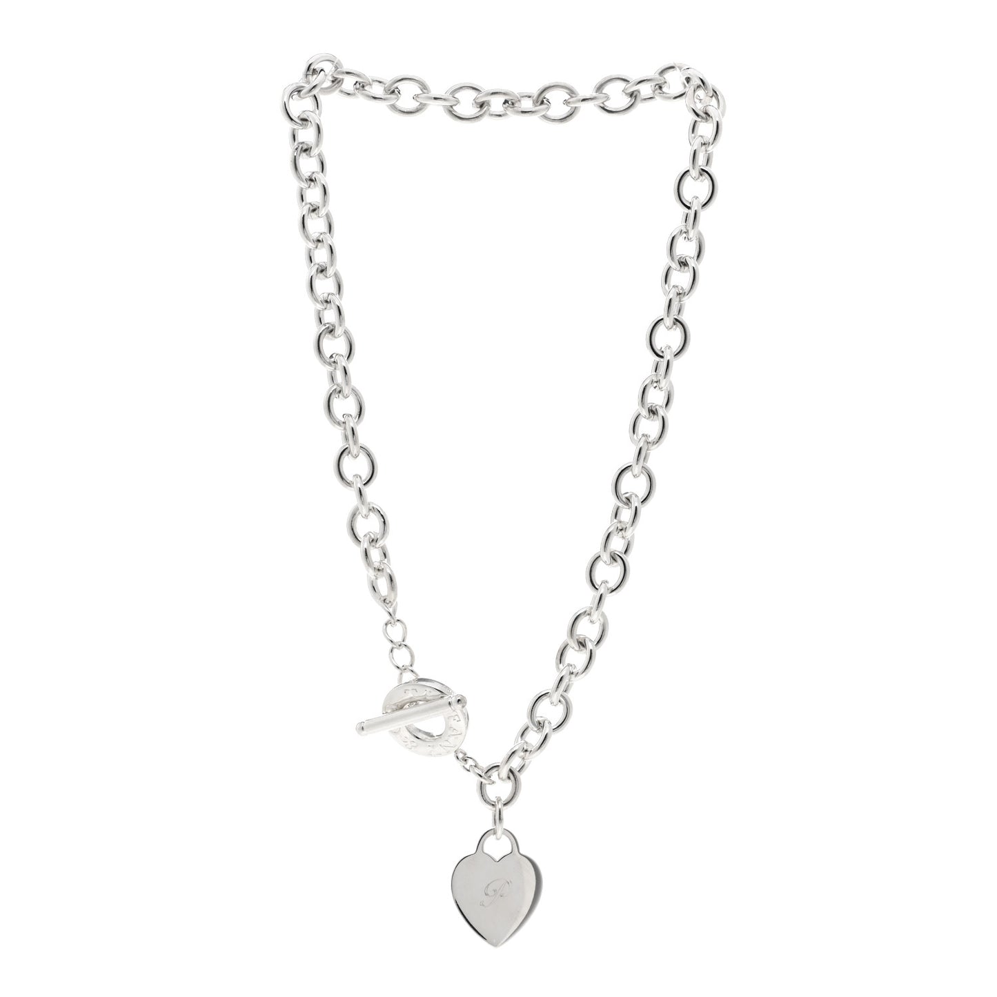 Sterling Silver Heart Tag Toggle Necklace