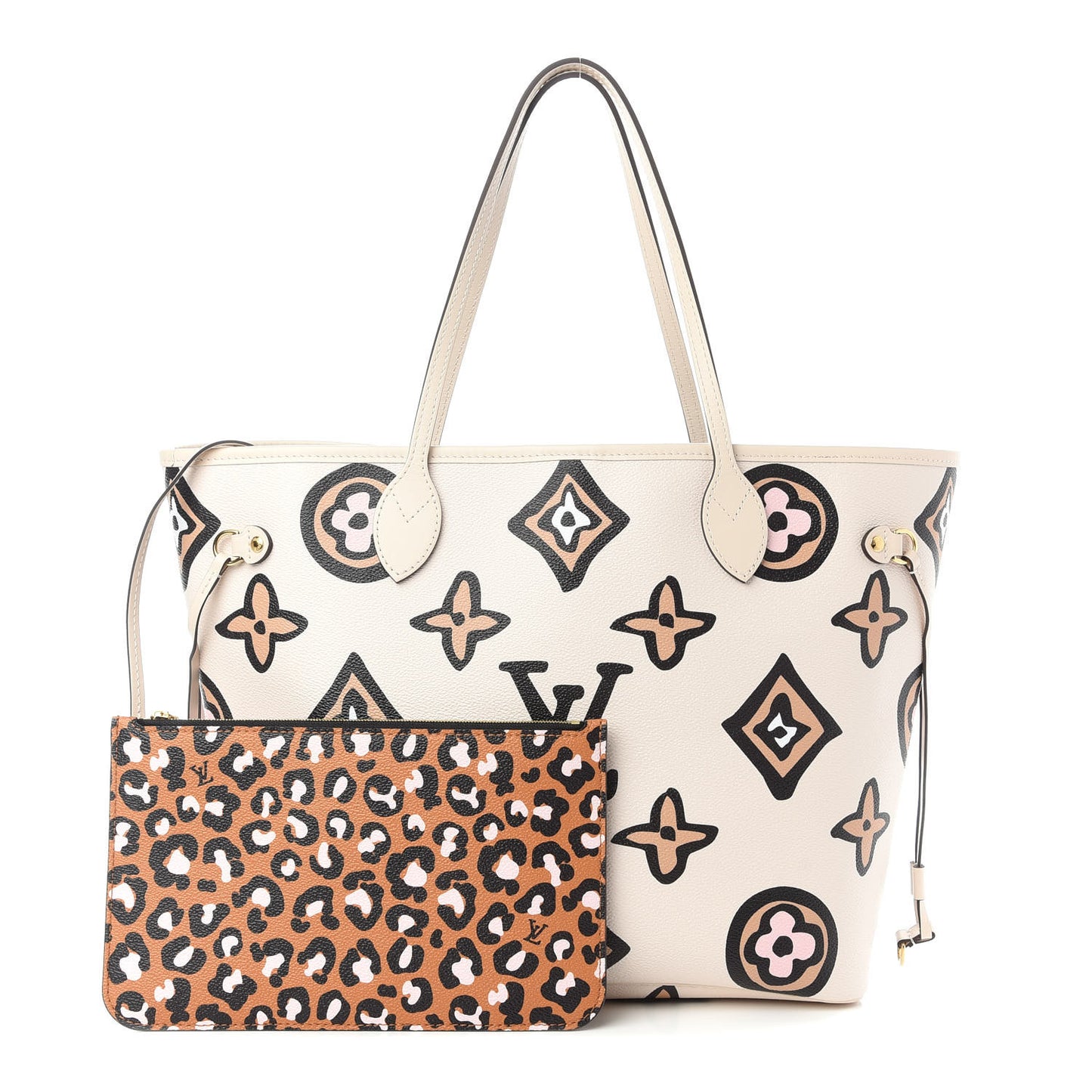 Monogram Giant Wild At Heart Neverfull MM Creme