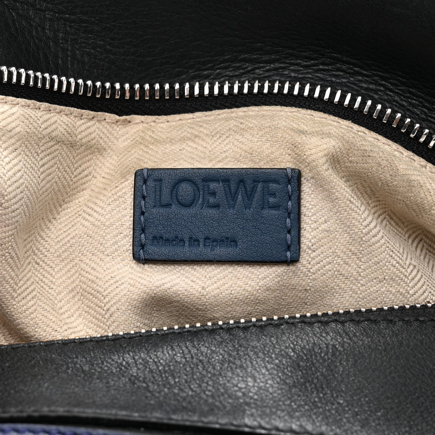 Calfskin Colorblock Small Puzzle Bag Blue