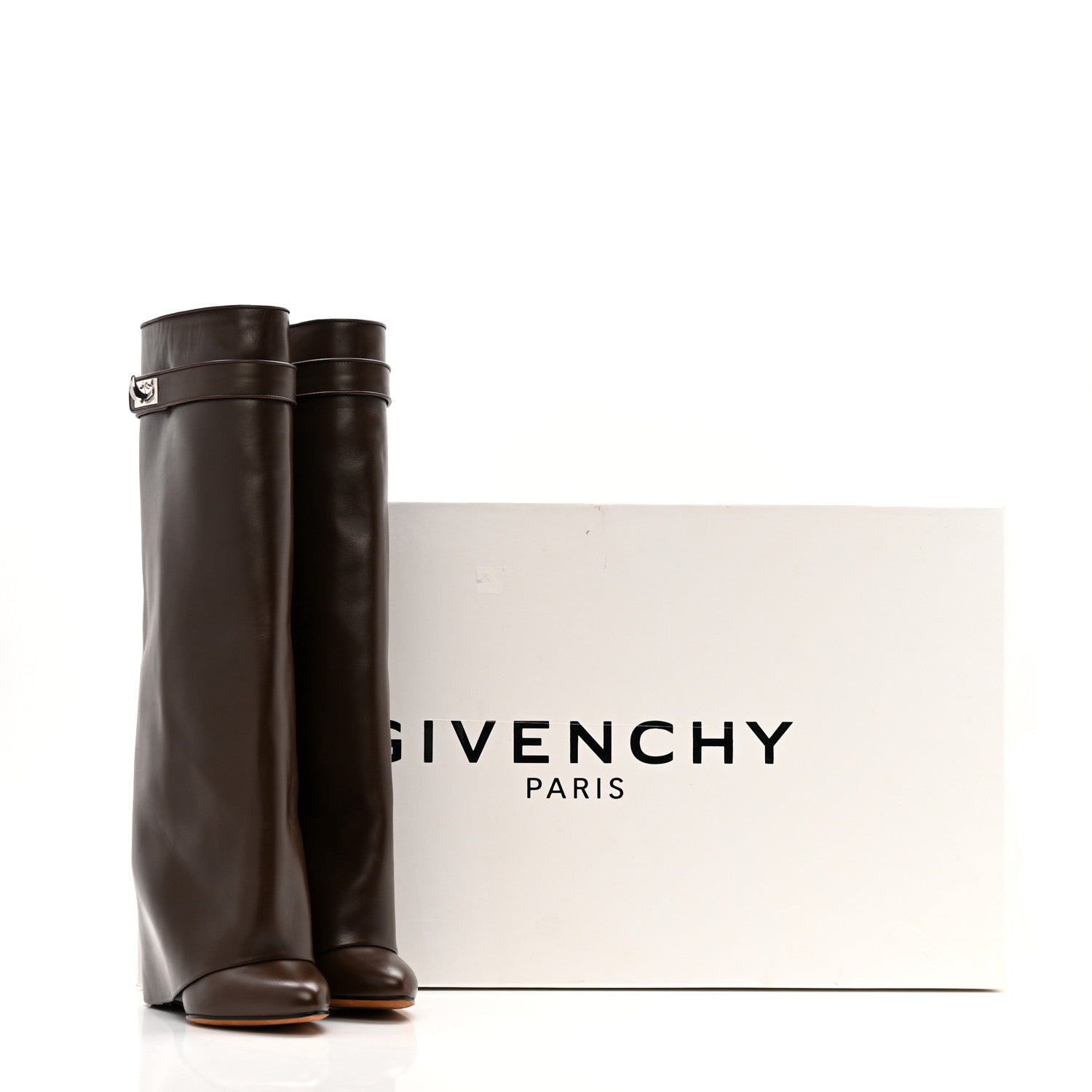 Givenchy Calfskin Shark Lock Pant Boots 37 Marron Fonce 1792714