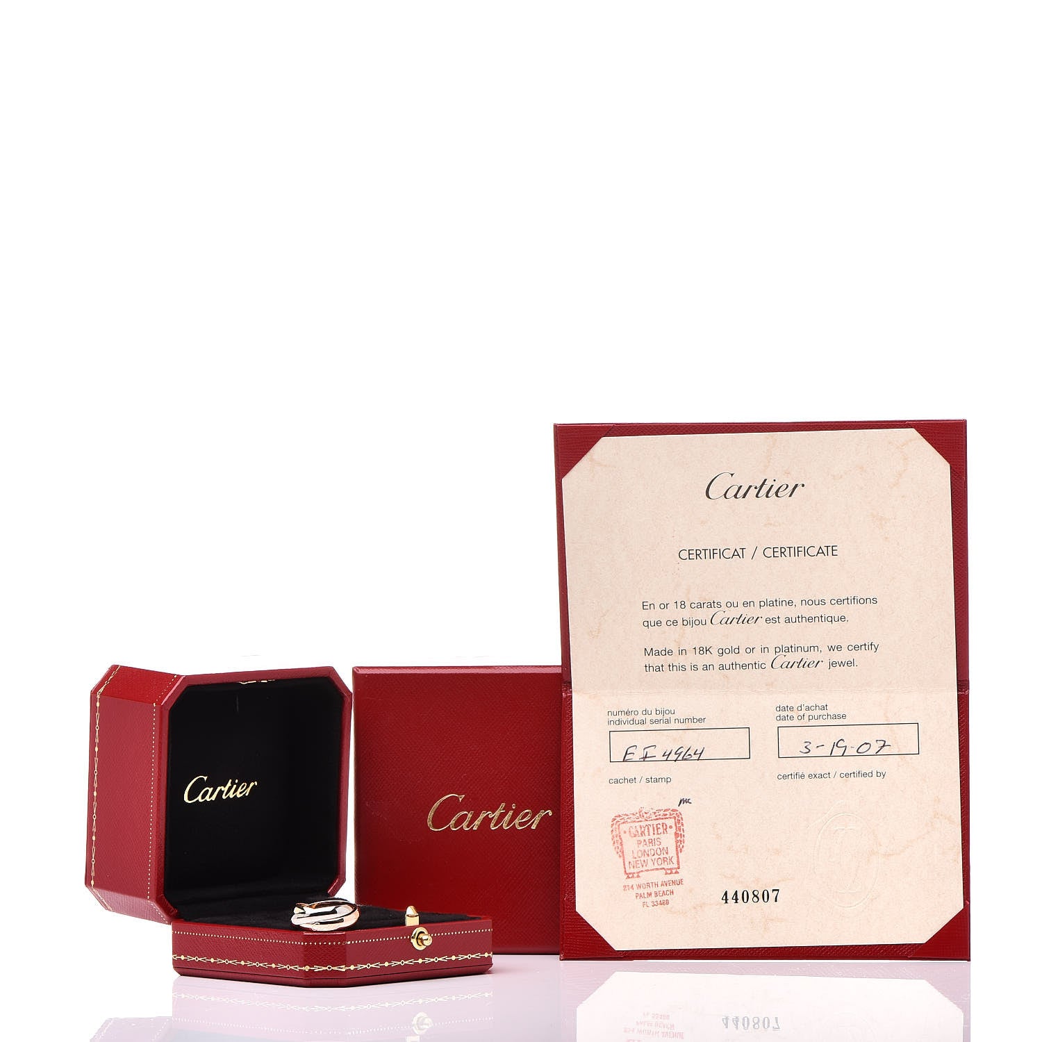 Cartier 18K Pink Yellow White Gold Classic Trinity Ring 48 4.5 5 of 5