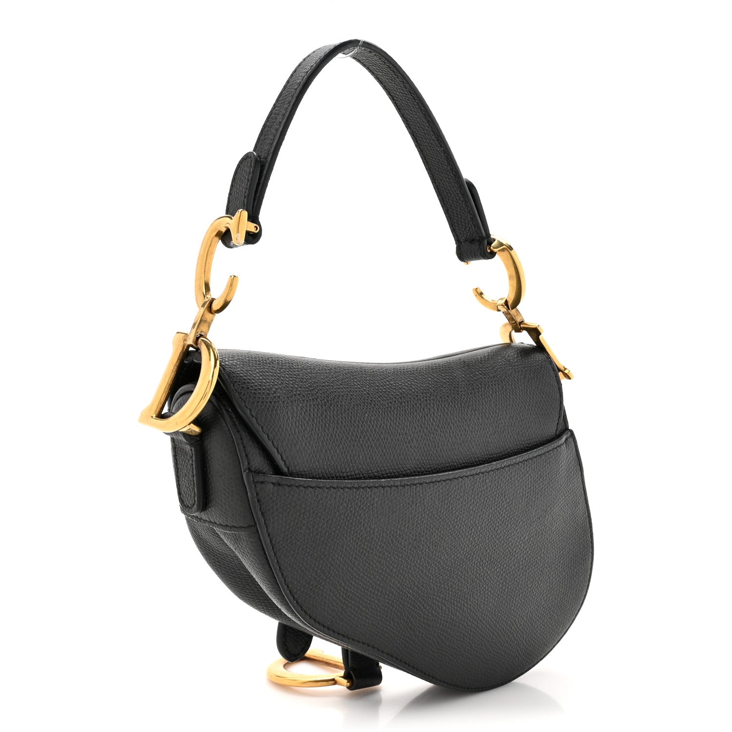 Christian Dior Grained Calfskin Mini Saddle Bag With Strap Black 3 of 12