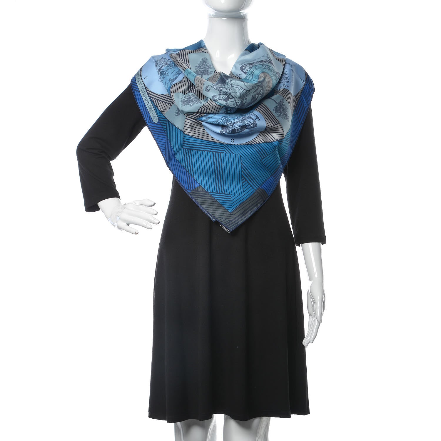 Hermes Silk Jeu Des Omnibus Remix Scarf 90 Cobalt Ciel Gris 2 of 4