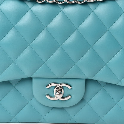 Chanel Lambskin Quilted Jumbo Double Flap Turquoise 10 of 16