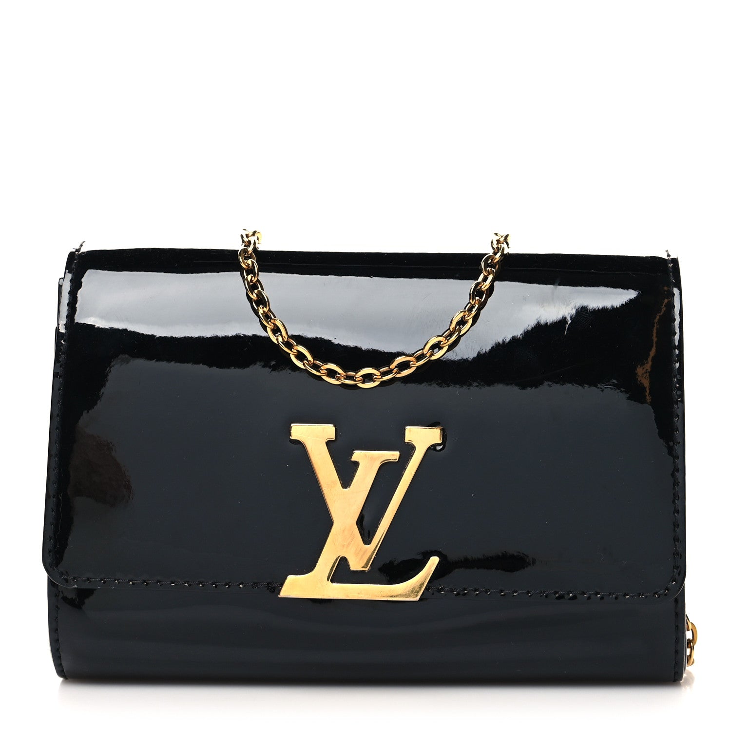 Louis Vuitton Patent Louise PM Chain Clutch Black 1 of 13