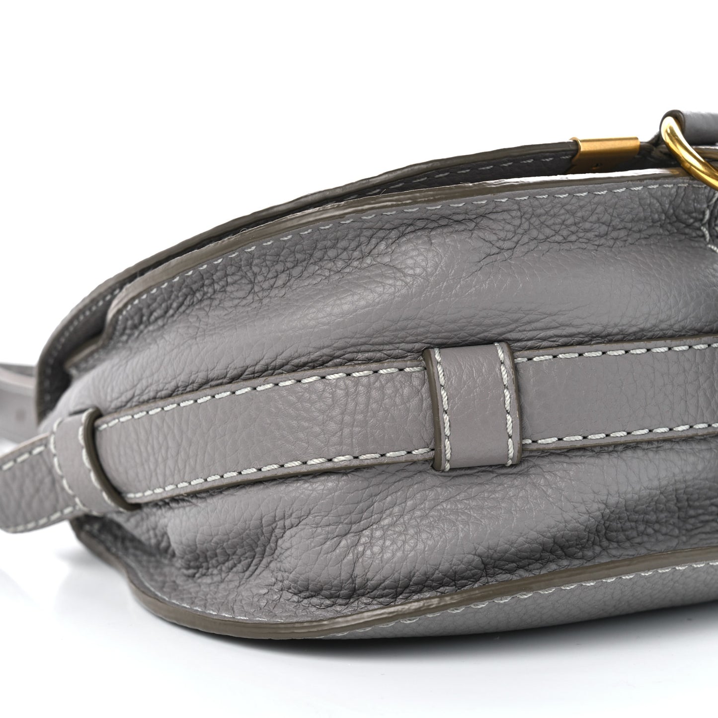 Grained Calfskin Small Marcie Saddle Bag Cashmere Grey