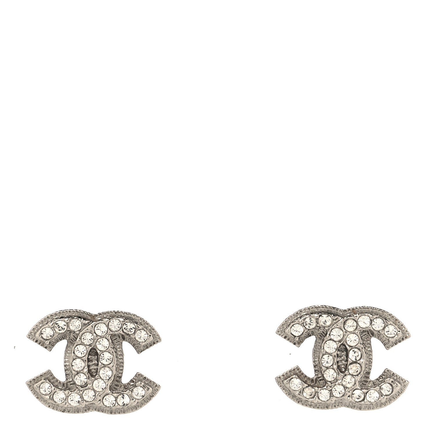 Chanel Crystal Timeless CC Earrings Silver 2 of 8