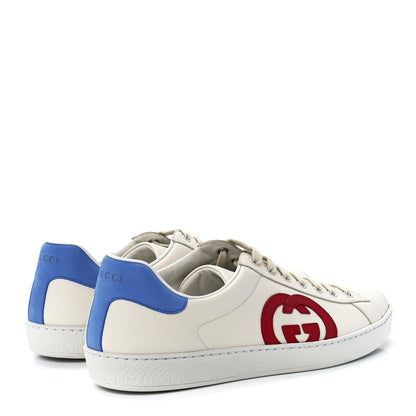 Gucci Calfskin Nubuck Interlocking G Mens New Ace Sneakers 11.5 Mystic White Hibiscus Red Bright Splash 4 of 8