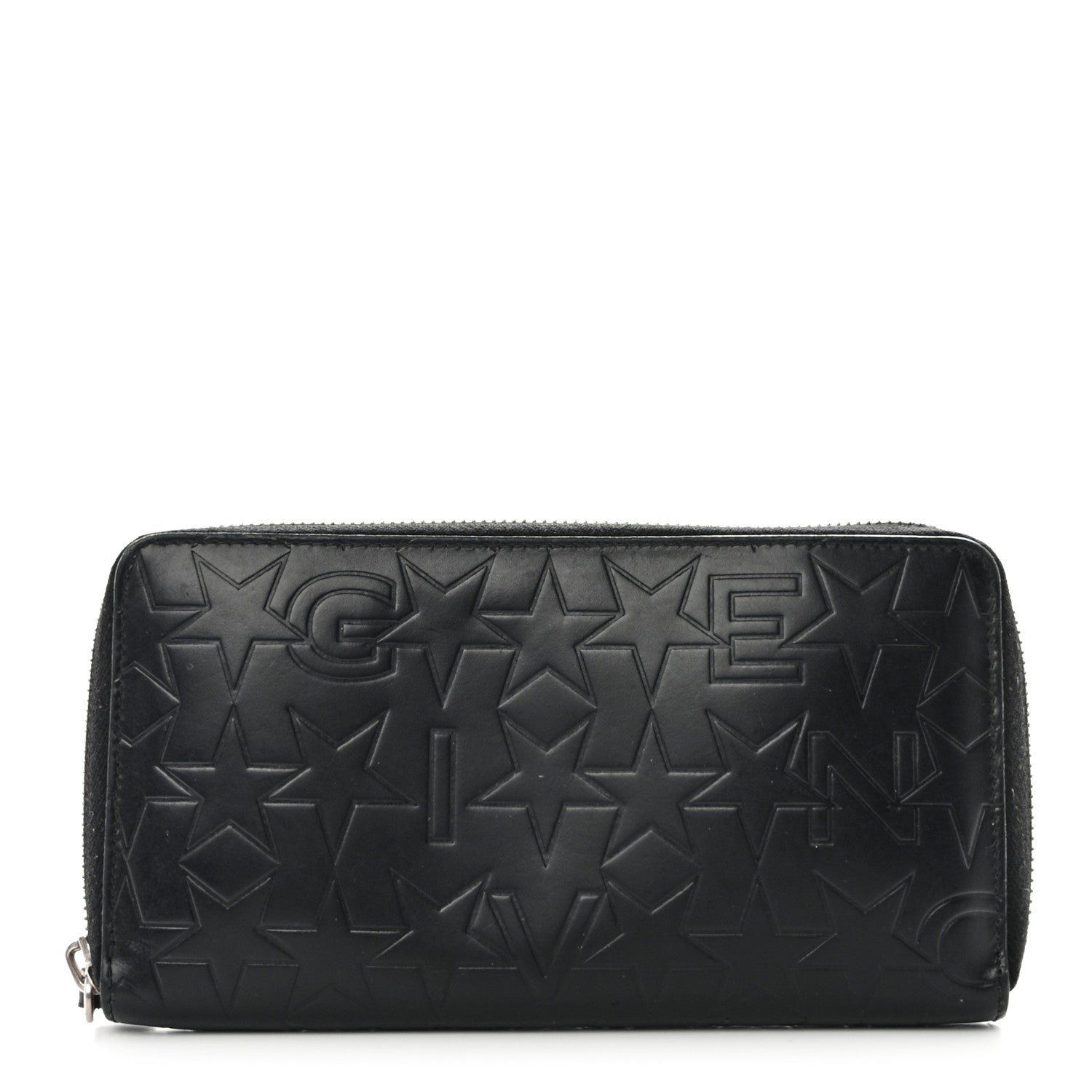 Givenchy Calfskin Logo Star Embossed Zip Around Wallet Black 1 of 19