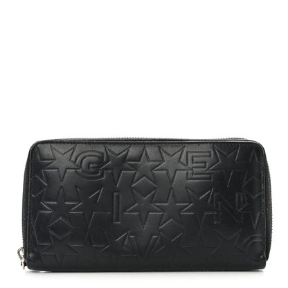 Givenchy Calfskin Logo Star Embossed Zip Around Wallet Black 1 of 19