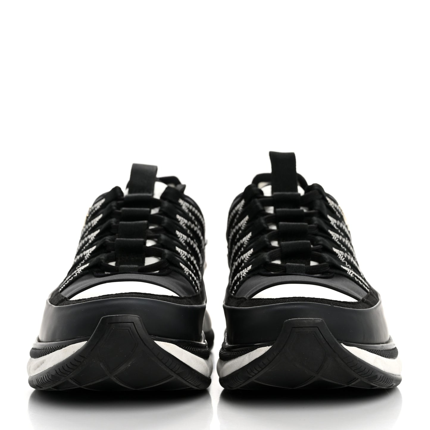 Mixed Fibers Suede Calfskin CC Sneakers 38 Black White