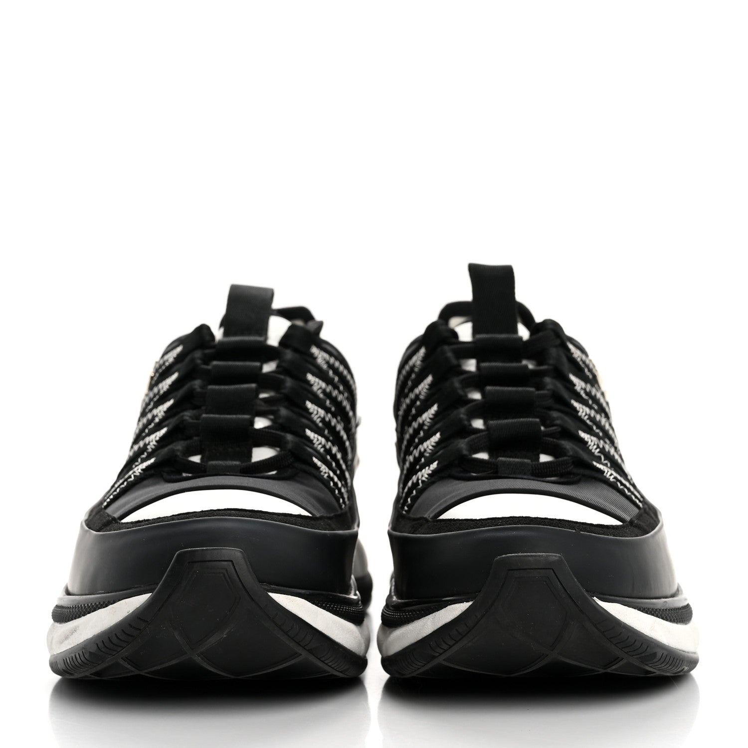 Chanel Mixed Fibers Suede Calfskin CC Sneakers 38 Black White 3 of 10
