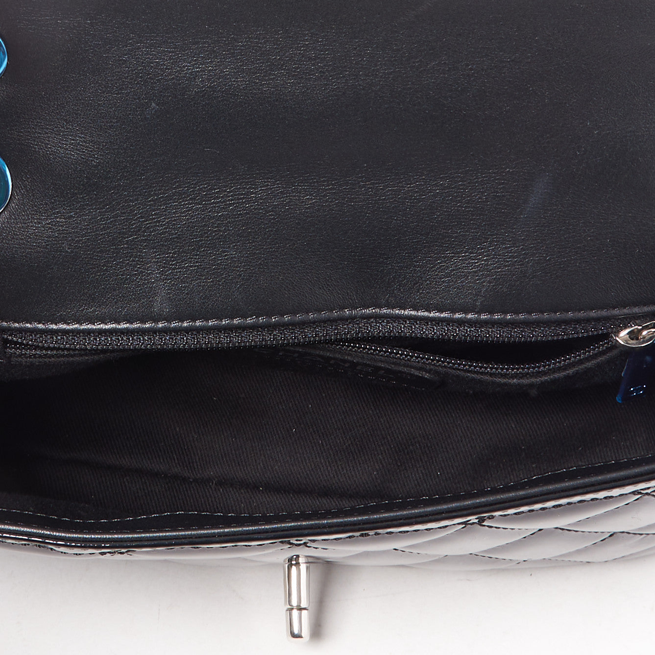 Patent Quilted Small Coco Shine Flap Black