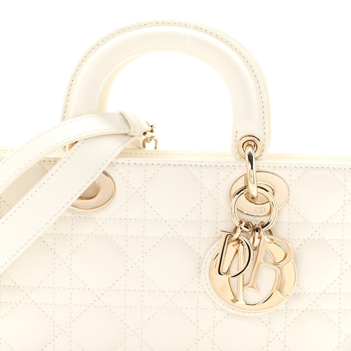 Christian Dior Lambskin Cannage Medium Lady D-Joy White 8 of 11
