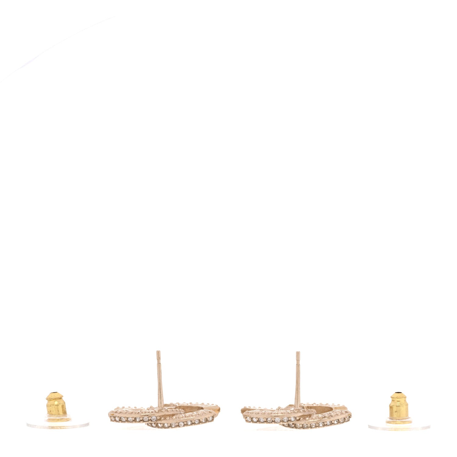 Chanel Crystal Timeless CC Earrings Light Gold 3 of 5