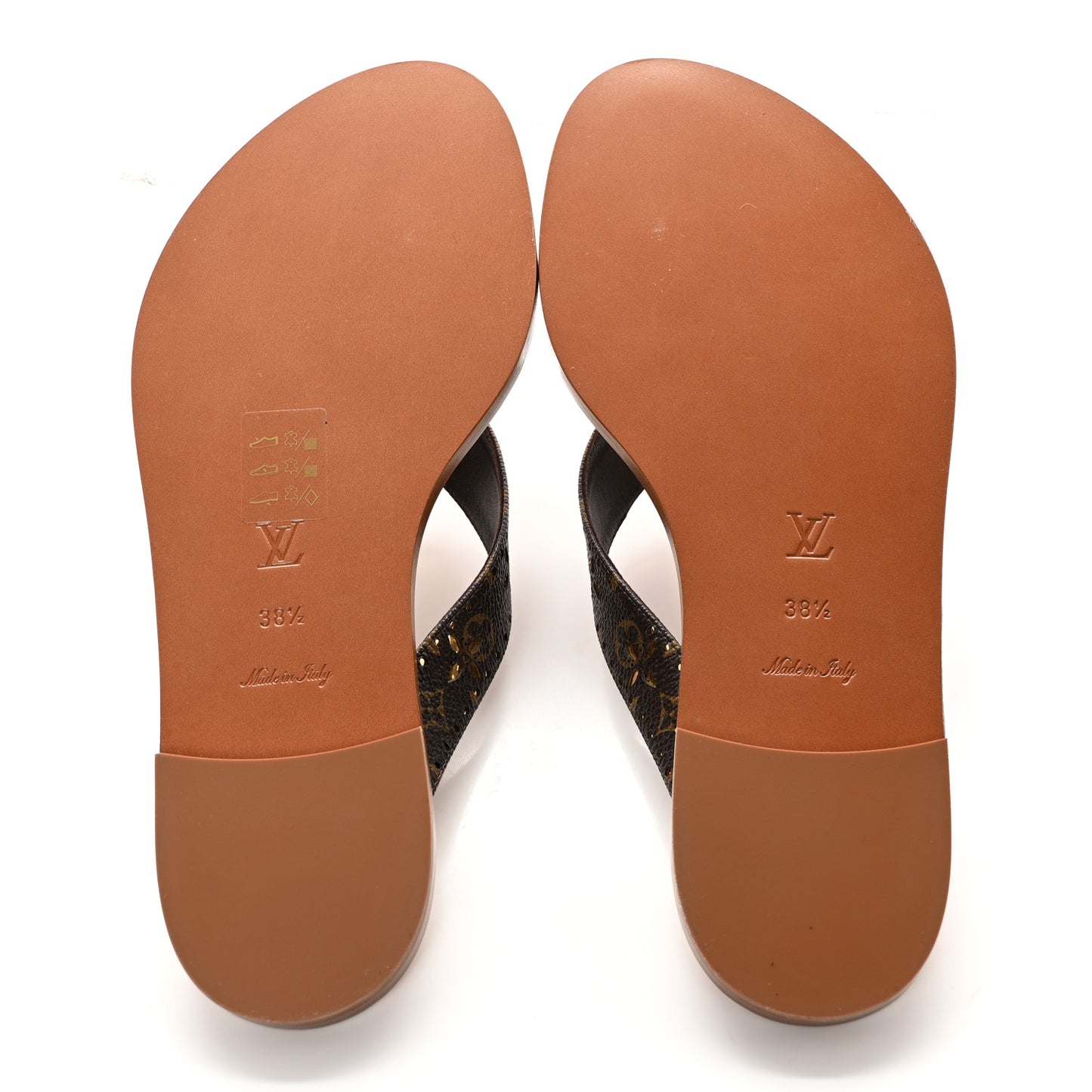 Monogram Sunny Flat Thong Sandals 38.5 Brown