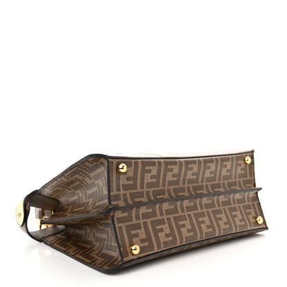 Fendi Glazed Fabric Vitello FF 1974 Hairdo Girls Inlay Medium Peekaboo Iconic Satchel Mogano Panna Multicolor 4 of 10