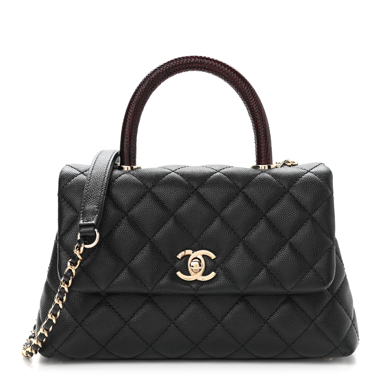 Chanel Caviar Lizard Embossed Quilted Mini Coco Handle Flap Black 1 of 8
