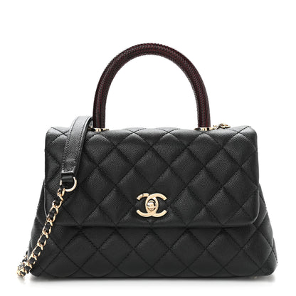 Chanel Caviar Lizard Embossed Quilted Mini Coco Handle Flap Black 1 of 8