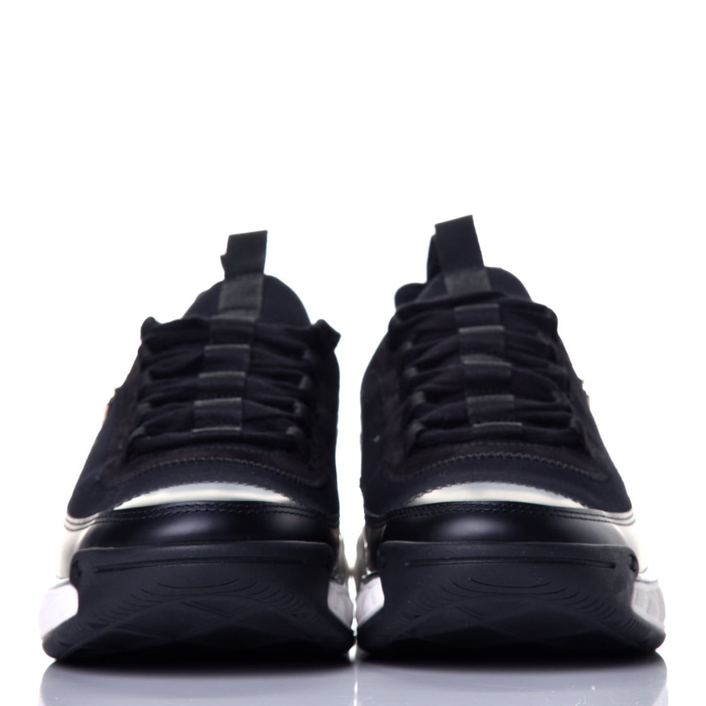 Velvet Calfskin Mixed Fibers CC Sneakers 40 Black