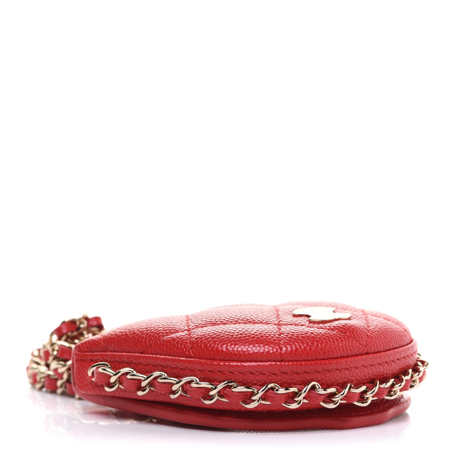 Chanel Caviar Quilted Tray Coin Purse With Chain Red 4 of 9