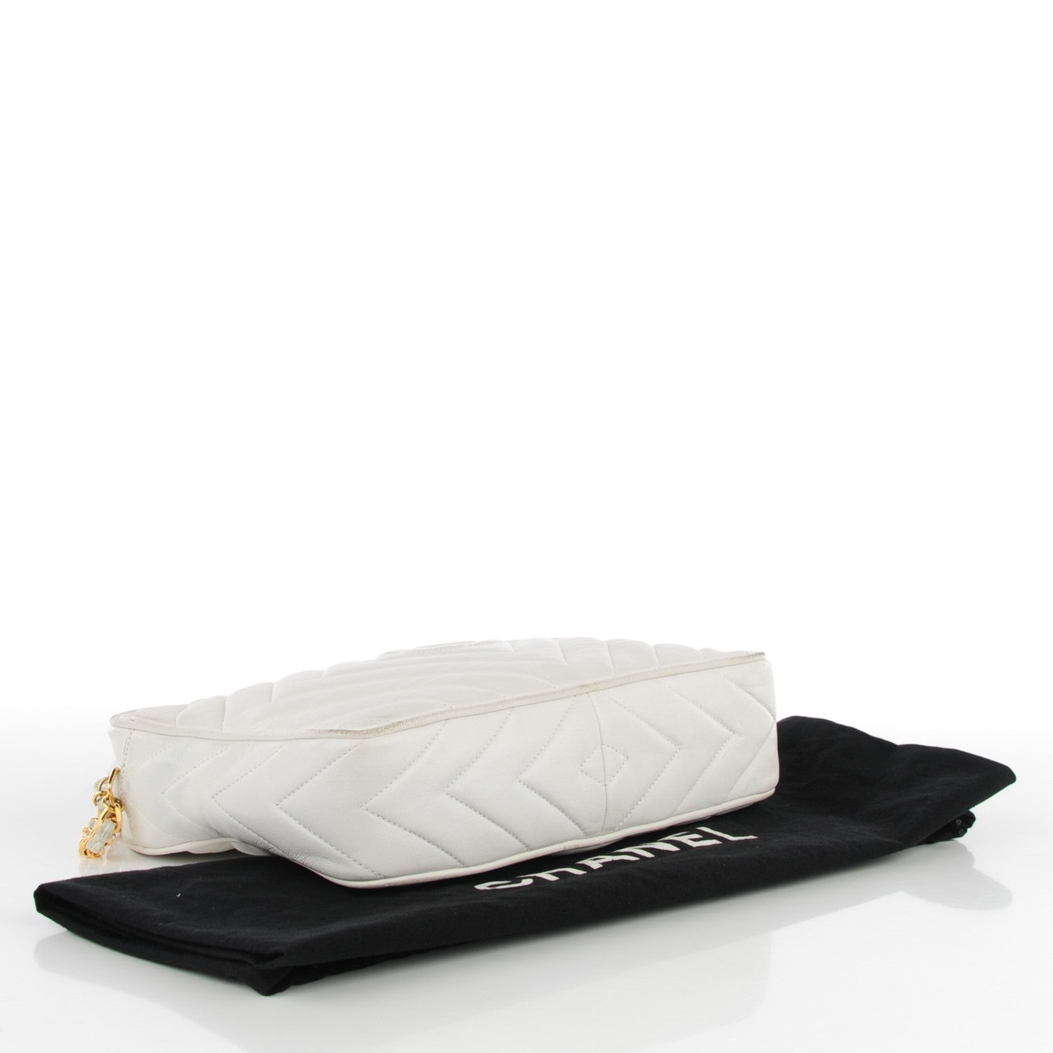 Chanel Lambskin Chevron Medium Tassel Camera Case White 4 of 14