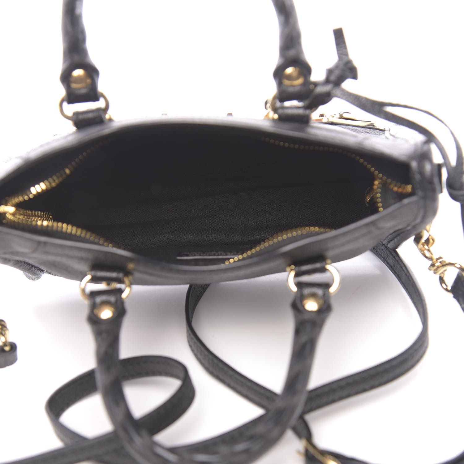 Balenciaga Chevre Gold Metallic Edge Hardware Nano City Black 5 of 10