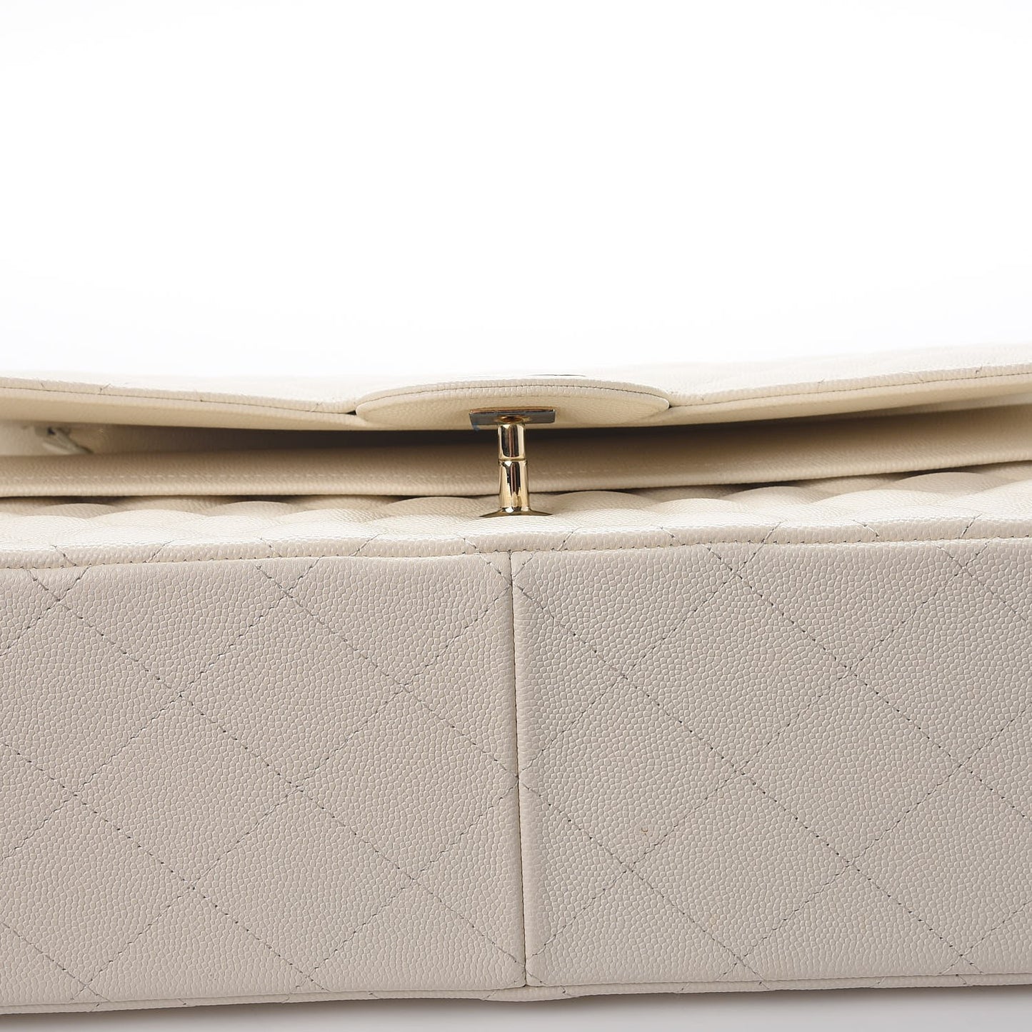 Caviar Quilted Jumbo Double Flap White