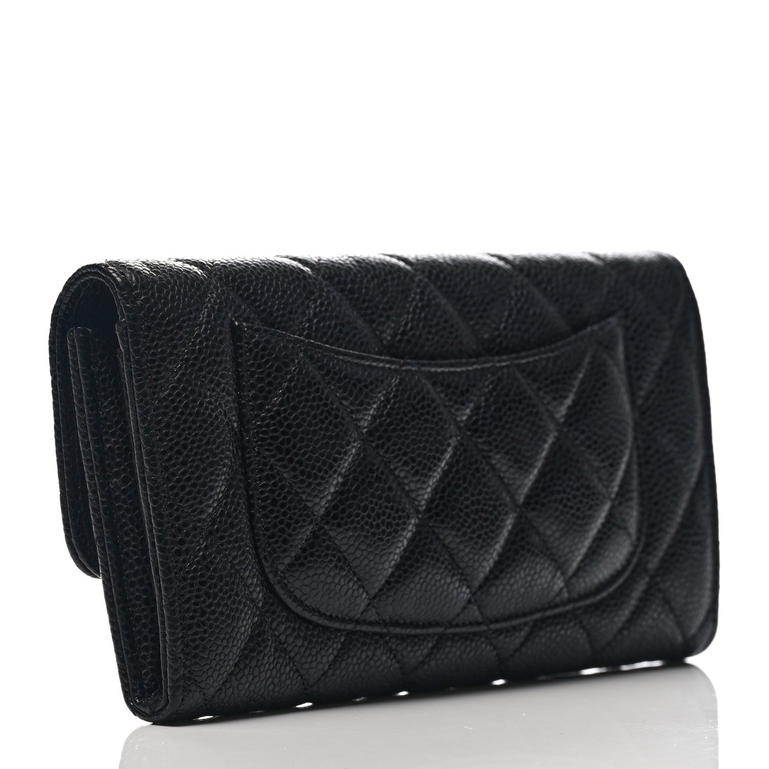 Chanel Caviar Quilted Large Gusset Flap Wallet Black 3 of 7