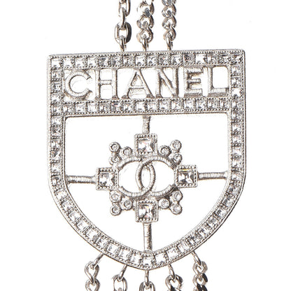 Chanel Baguette Crystal CC Shield Multi Strand Long Chain Necklace Silver 4 of 7