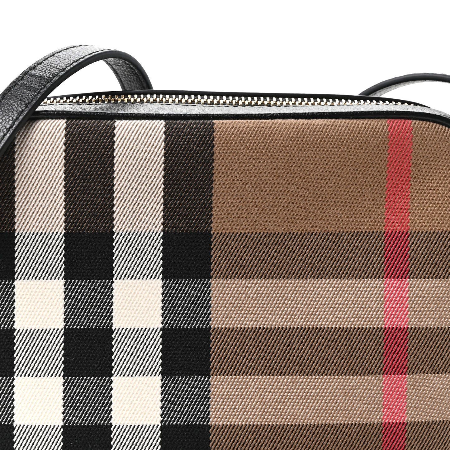Giant Check Calfskin Smal Camera Bag Black