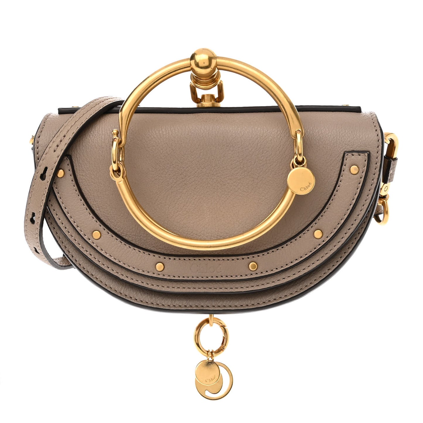Calfskin Small Nile Bracelet Minaudiere Bag Motty Grey