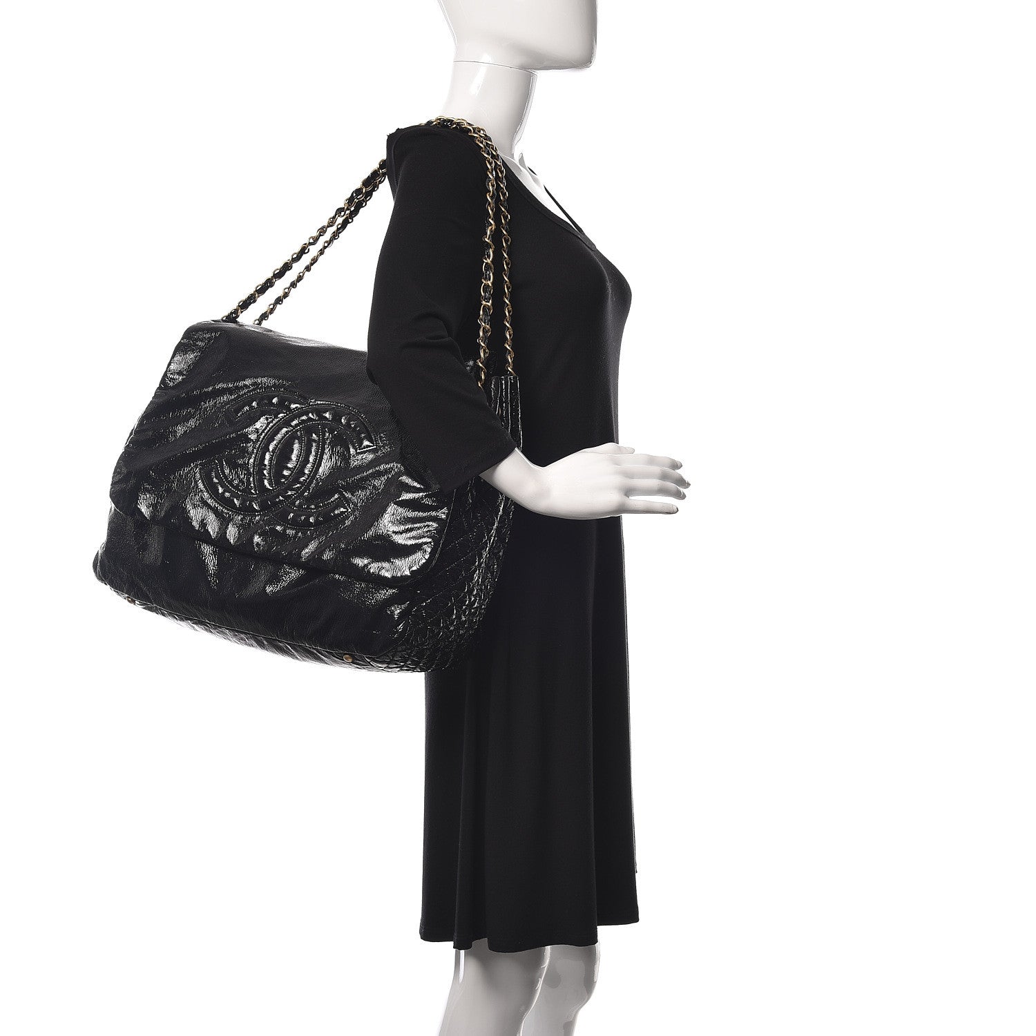 Chanel Vinyl XXL Rock and Chain Flap Black 2 of 12