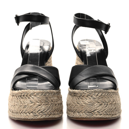 Christian Louboutin Denim Mariza Zeppa 130 Wedge Sandals 38 Black 2 of 7
