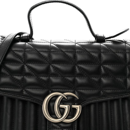 Gucci Calfskin Matelasse Aria Small GG Marmont Top Handle Shoulder Bag Black 8 of 15