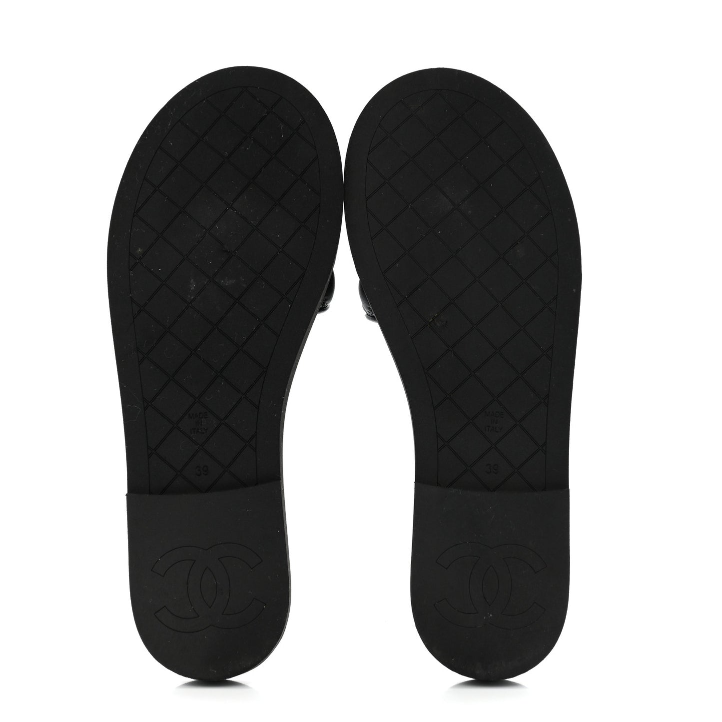 Lambskin Quilted Textured CC Mules Sandals 39 Black