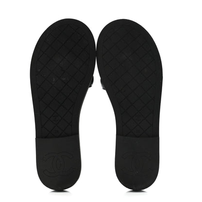 Chanel Lambskin Quilted Textured CC Mules Sandals 39 Black 6 of 12