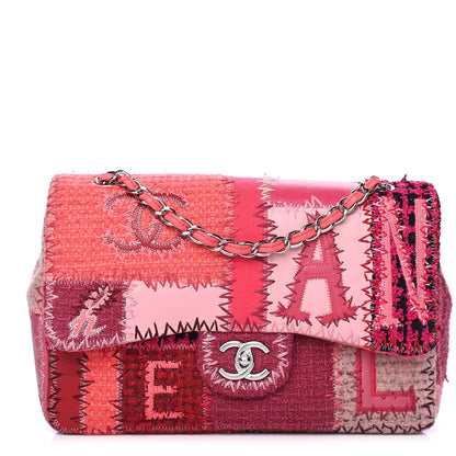 Chanel Tweed Patchwork Jumbo Single Flap Pink 1 of 5