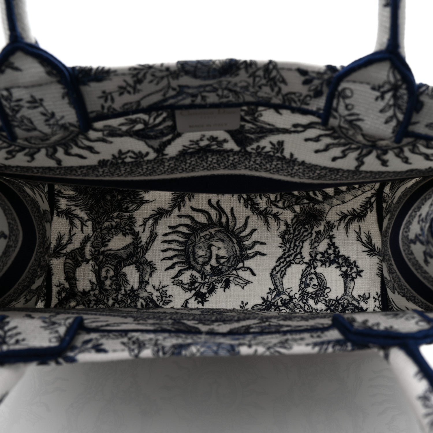 Christian Dior Canvas Embroidered Medium Toile De Jouy Soleil Book Tote Blue 5 of 9