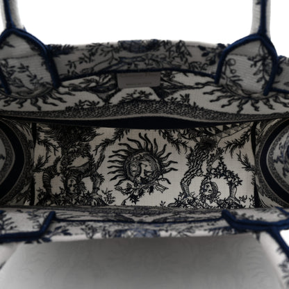 Christian Dior Canvas Embroidered Medium Toile De Jouy Soleil Book Tote Blue 5 of 9