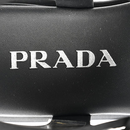 Prada Foam Rubber Triangle Logo Monolith 55mm Cage Sandals 37 Black 7 of 8