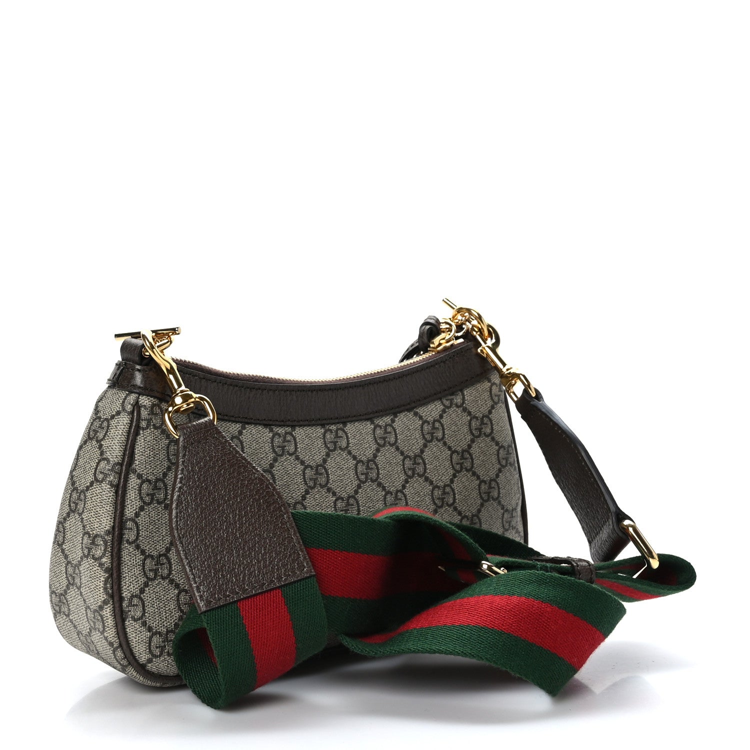Gucci GG Supreme Monogram Textured Dollar Calfskin Web Small Ophidia GG Handbag Beige Ebony New Acero 3 of 8