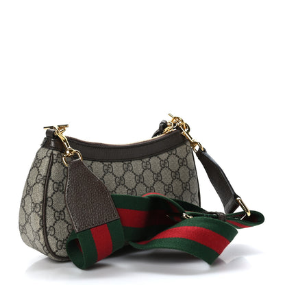 Gucci GG Supreme Monogram Textured Dollar Calfskin Web Small Ophidia GG Handbag Beige Ebony New Acero 3 of 8