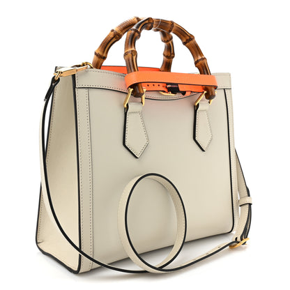 Gucci Wonka Grain Calfskin Small Diana Tote Bag Mystic White Orange Fluo 3 of 12
