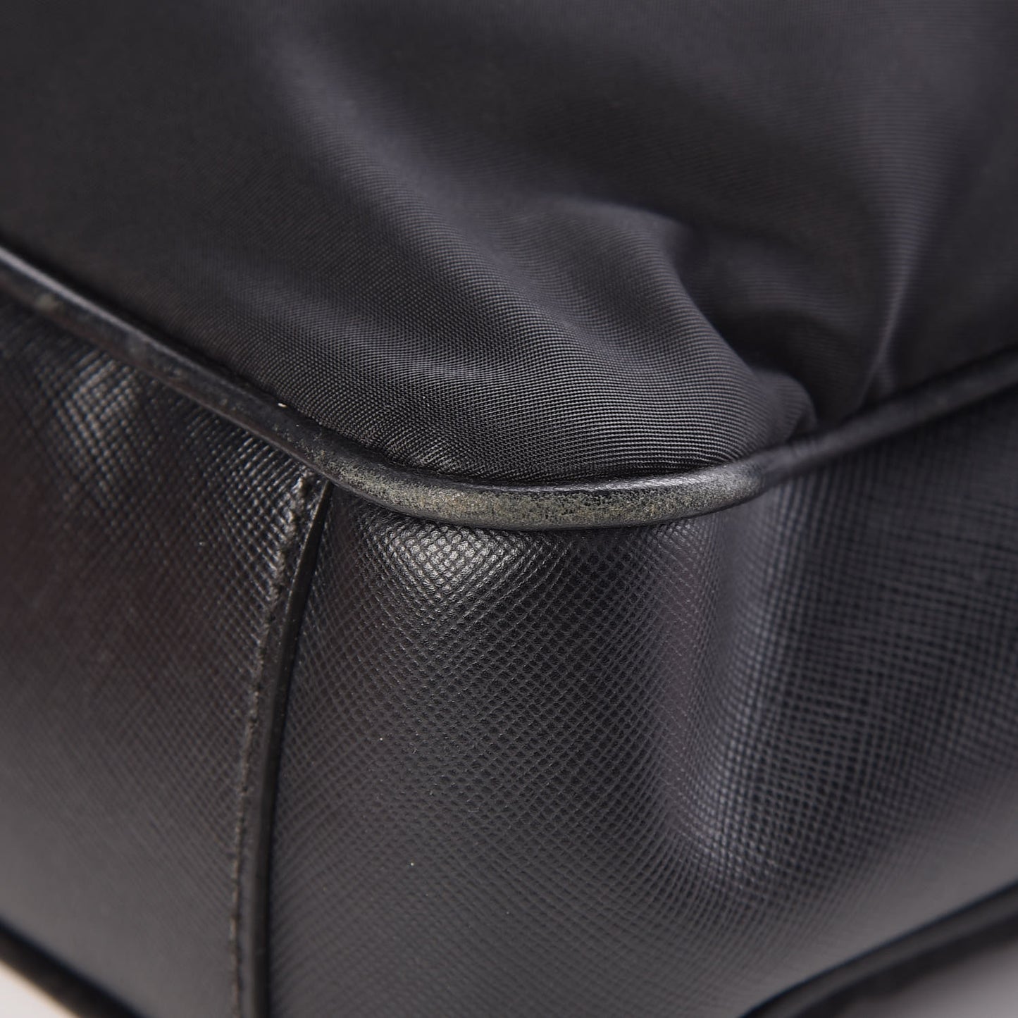 Tessuto Nylon Saffiano Metal Triangle Logo Work Bag Black