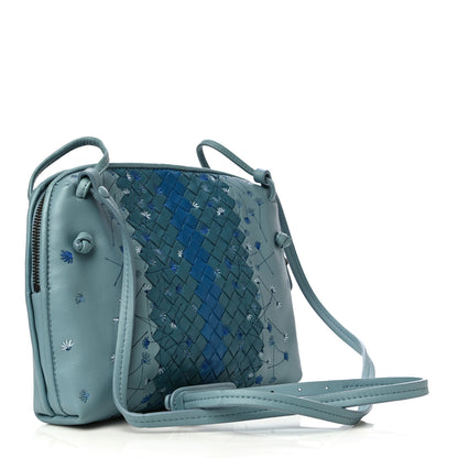 Bottega Veneta Nappa Intrecciato Floral Embroidered Pillow Crossbody Messenger Blue 2 of 9