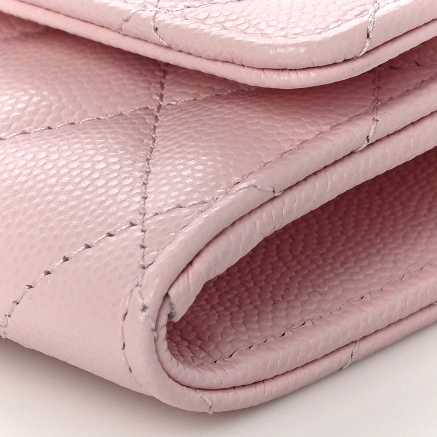 Caviar Quilted Crystal CC Large Gusset Flap Wallet Pink