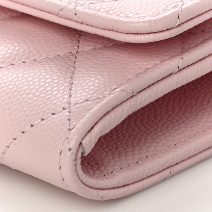 Chanel Caviar Quilted Crystal CC Large Gusset Flap Wallet Pink 9 of 11