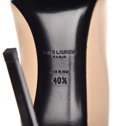 Saint Laurent Mat Glossy Nappa Cap Toe Paris 105 Pumps 40.5 Nude Powder Black 8 of 13