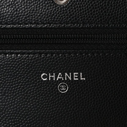 Chanel Caviar Chevron Quilted Wallet On Chain WOC Black 6 of 11